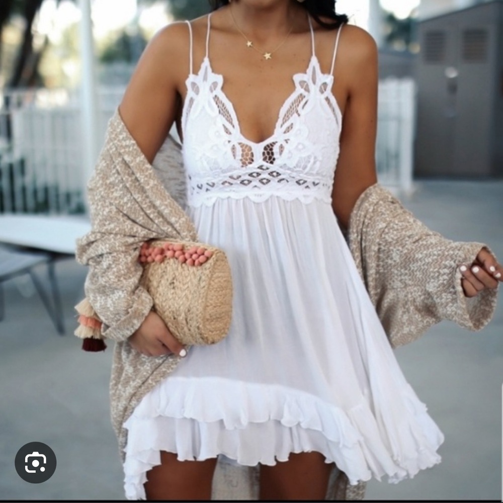 Free People White Lace Chemise